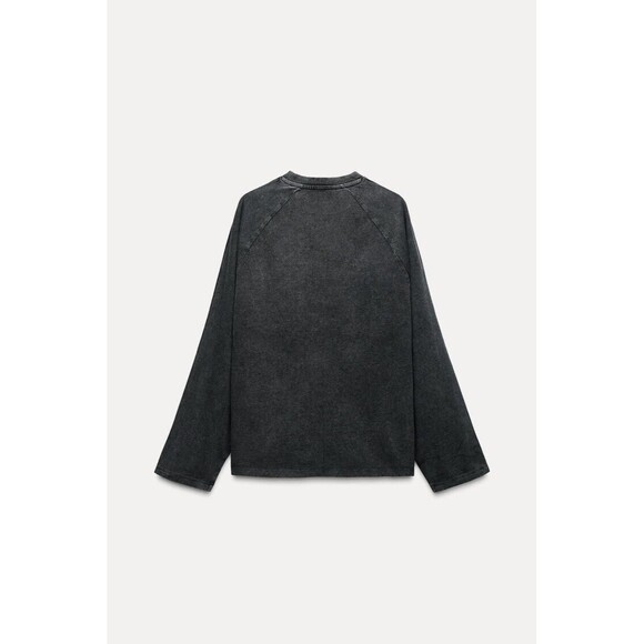 Zara Washed Effect Long Sleeve T-Shirt - M - Picture 2 of 5